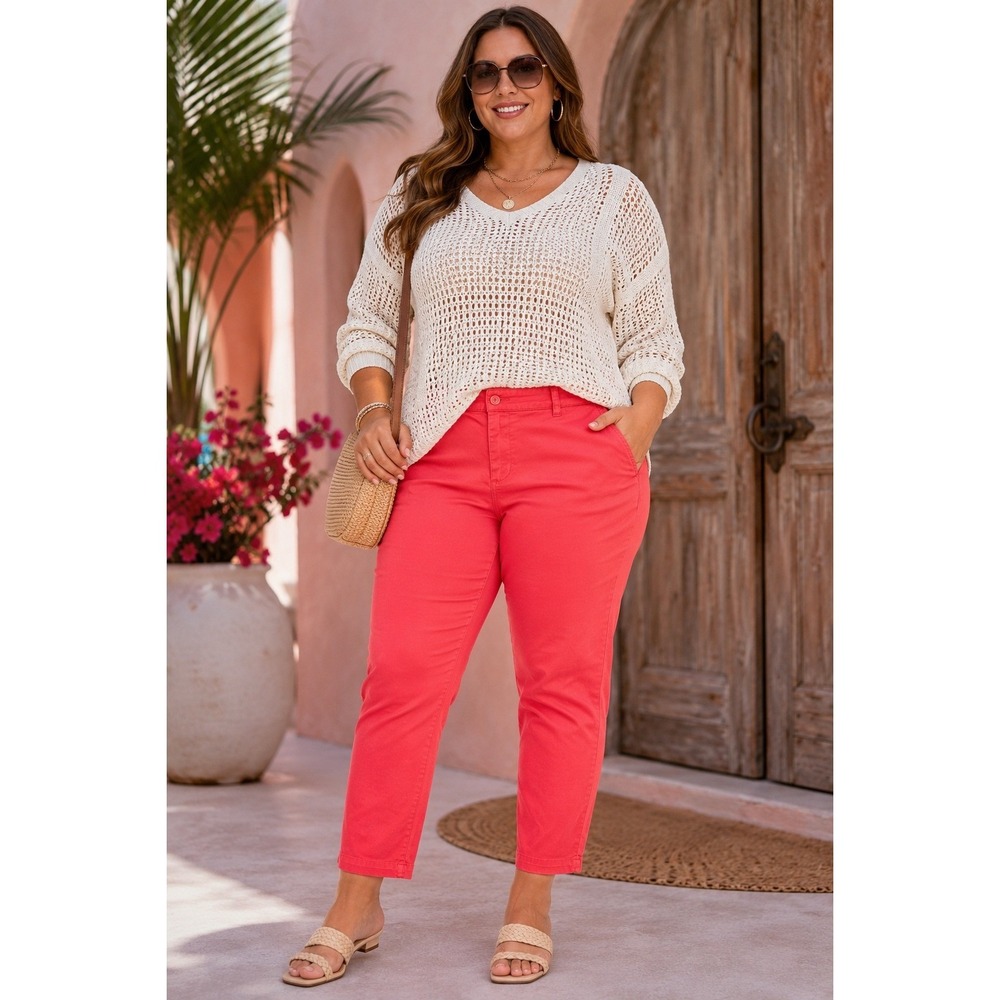 Womens 20W Coral Ankle Pants Stretch Plus Size Trousers Dopamine Dressing